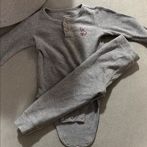Carter's Gray waffle knit Long-Sleeve Bodysuit 18 months